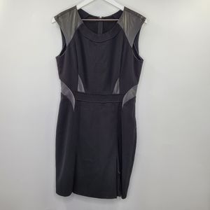 The Kooples Leather Panel Sheath Dress Black LBD Career Cocktail Sexy